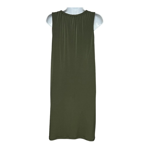 Michael Michael Kors Olive Green Sleeveless Shirt Dress 3/4 Zip Halter Midi - Picture 4 of 8